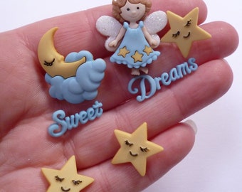 Moons, Stars & Angel -  Sweet Dreams - Dress It Up Buttons