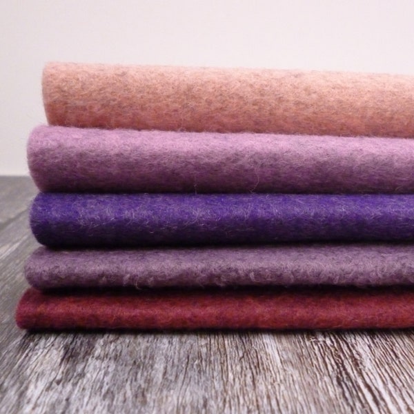 Lavender - Heathered Felt Pack : 5 colours,  9" squares, mini rolls or half yards