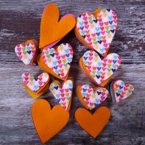 Pack aus Geschnittenen Filzherzen, Mischgrößen: MINI HEART Stoff