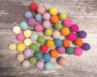 1.5cm Felt Balls - Bright  - pack of 48