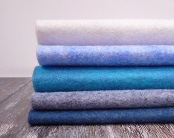 Marine - Heathered Felt Pack : 5 colours,  9" squares, mini rolls or half yards