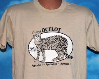 Ocelot Wild Cat Tan Screen Stars DEADSTOCK Large Tshirt Vintage 1980s