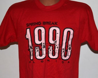 1990 Spring Break Florida Single Stitch Red Tshirt