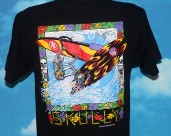 Skully Windsurfing Skullman DEADSTOCK Medium Black Tshirt Vintage 1990s
