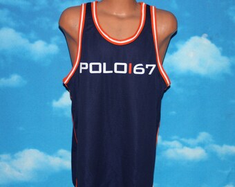 Polo Sport Ralph Lauren Tank Top Mesh Basketball Jersey Large Vintage 1990s