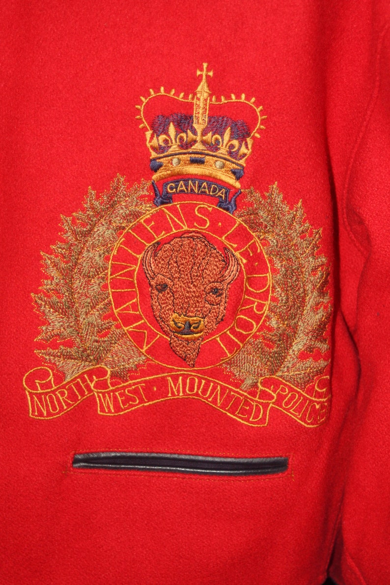 Looking Forward The Force RCMP Style North West Mounted Police Large Red Jacket Vintage 1980s