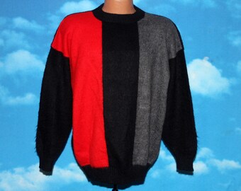100% Alpaca Made in Peru Color Block Josefina Robles Pullover Sweater Vintage 1970s