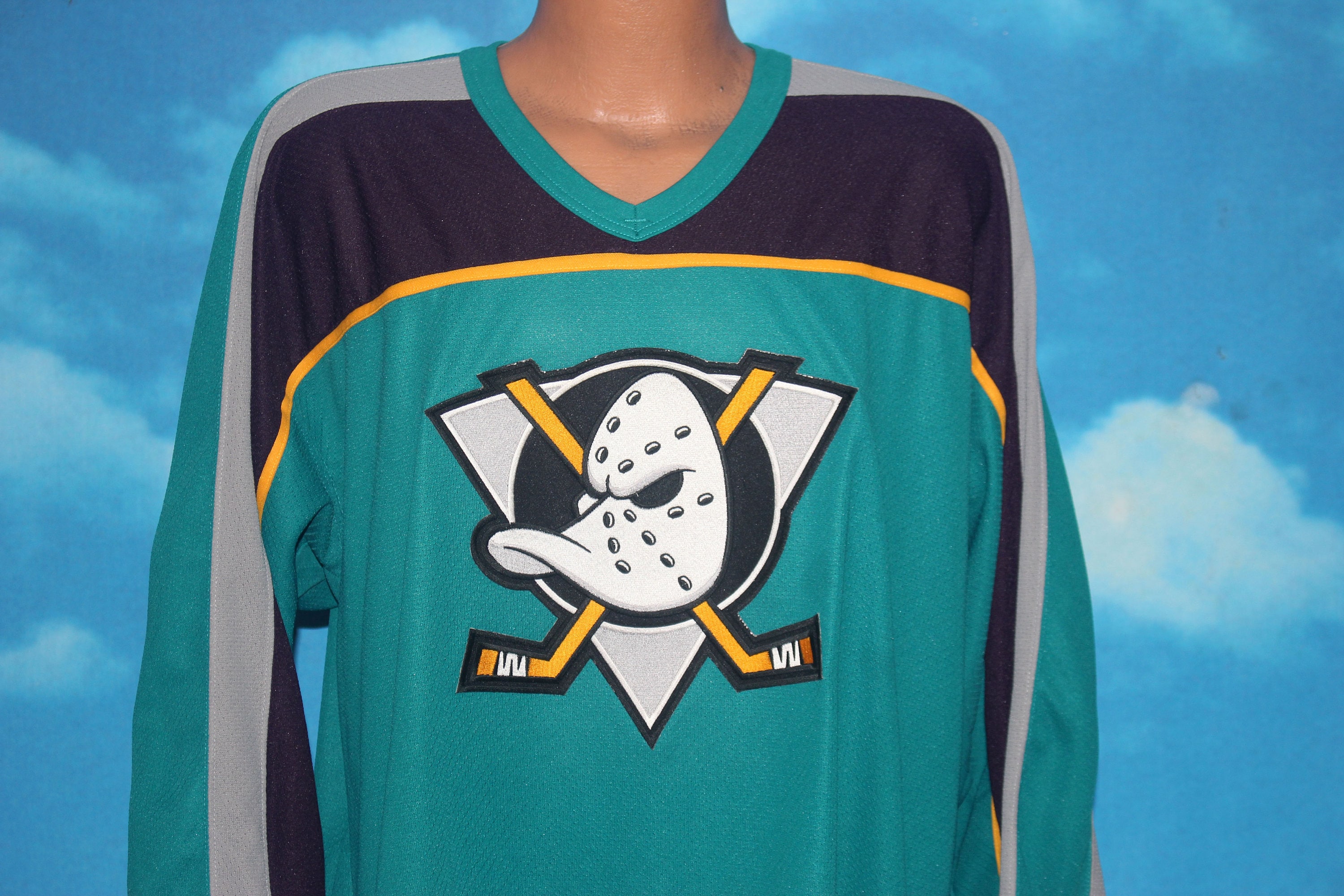 1990's ANAHEIM DUCKS #22 CAMPRI TEAMLINE JERSEY (AWAY) L - Classic