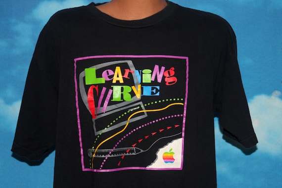 Apple Computers Learning Curve Black XL T-shirt V… - image 1