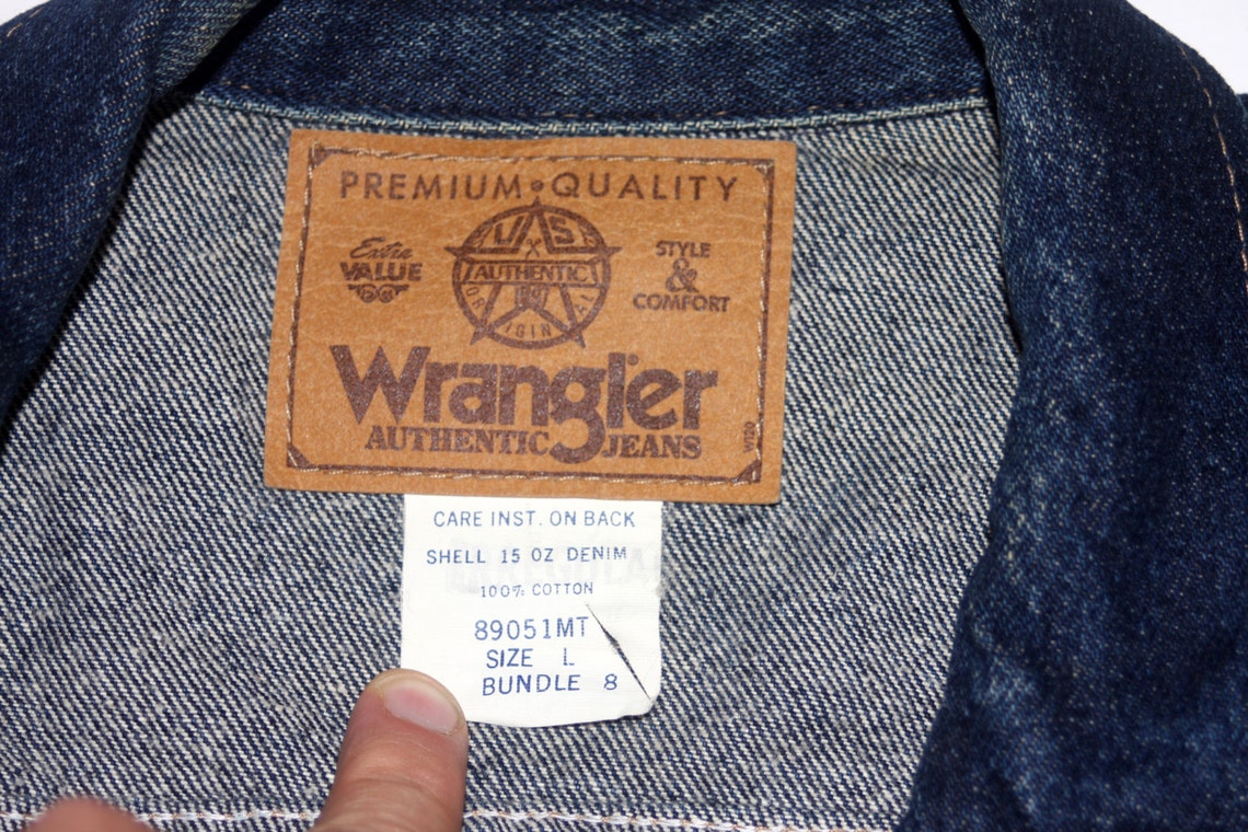  Wrangler  Red Label  Blue Denim Jean Jacket Large Vintage 