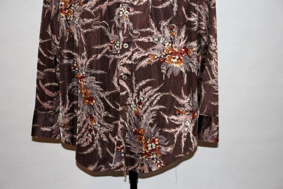 Sutton Place Floral Brown Stretchy Disco Polyeste… - image 4