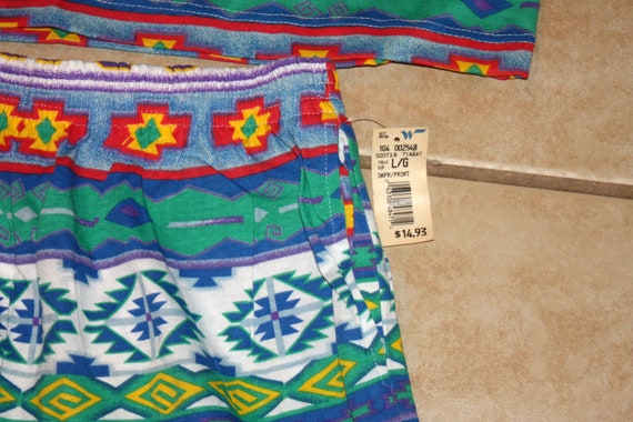 Aztec Style Bright All Over Print DEADSTOCK New S… - image 4