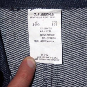 JB Goodhue DEADSTOCK Union Made Blue Denim Jean Work Jacket Size 44 / Large Vintage 1970s image 9