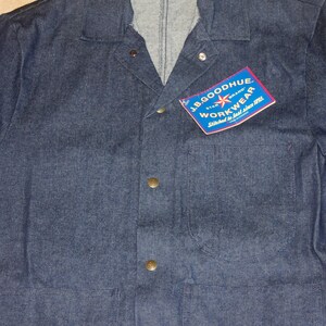 JB Goodhue DEADSTOCK Union Made Blue Denim Jean Work Jacket Size 44 / Large Vintage 1970s image 2