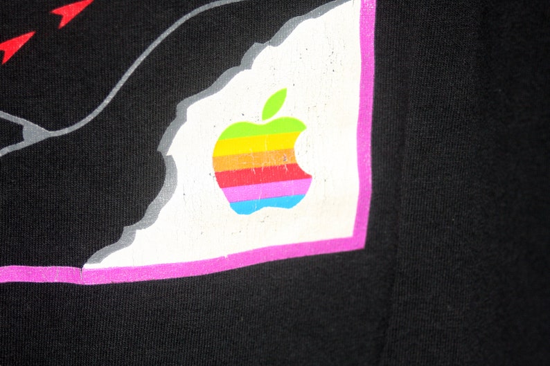 Apple Computers Learning Curve Black XL T-shirt Vintage 1990's image 4