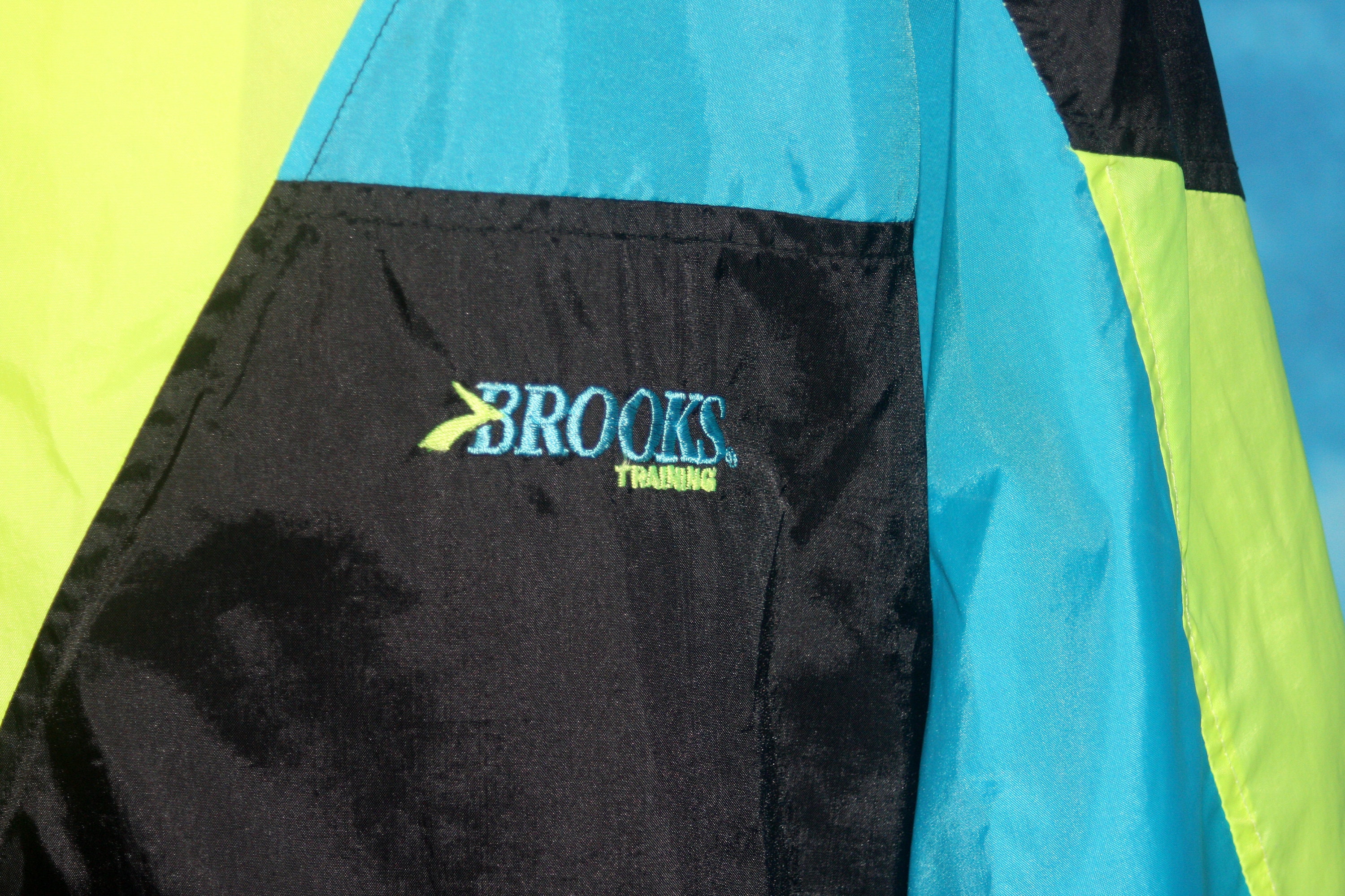 Brooks Black Blue Neon Yellow Windbreaker Jacket Medium | Etsy