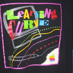 Apple Computers Learning Curve Black XL T-shirt Vintage 1990's image 3