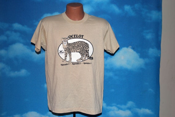 Ocelot Wild Cat Tan Screen Stars DEADSTOCK Large T