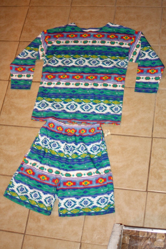 Aztec Style Bright All Over Print DEADSTOCK New S… - image 1