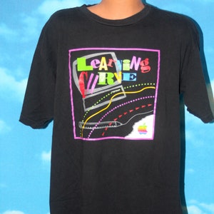 Apple Computers Learning Curve Black XL T-shirt Vintage 1990's image 2