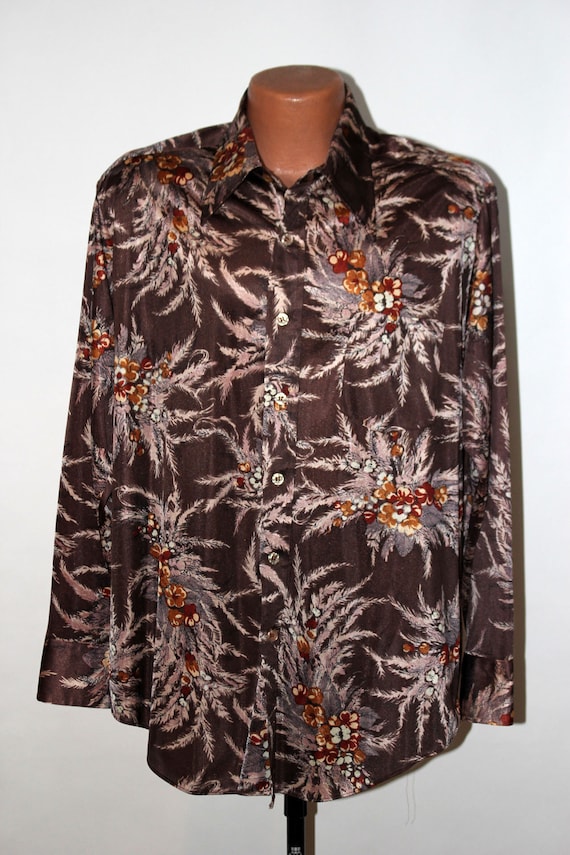 Sutton Place Floral Brown Stretchy Disco Polyeste… - image 3