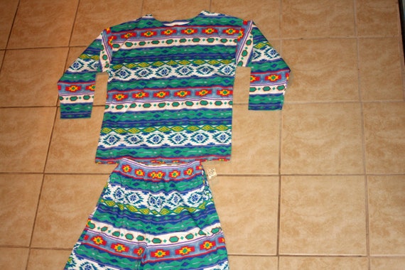 Aztec Style Bright All Over Print DEADSTOCK New S… - image 2