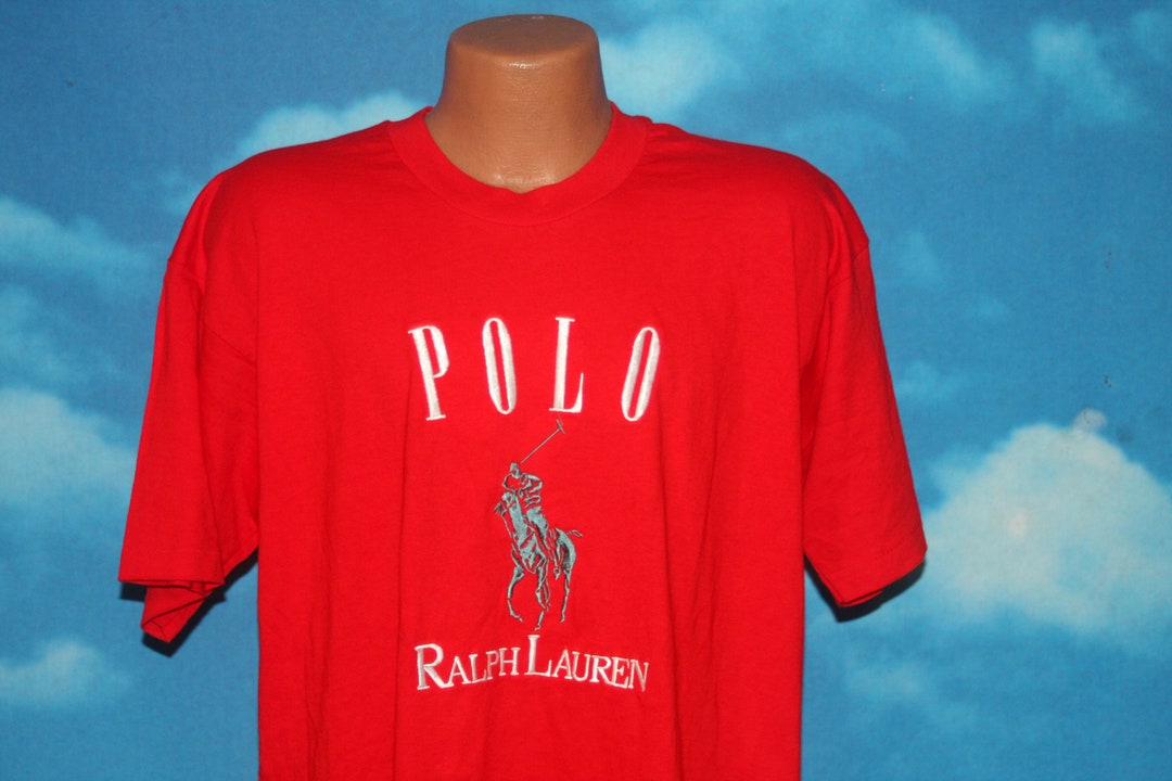 Polo Ralph Lauren Embroidered Bootleg XL Red Tshirt Vintage 1980s