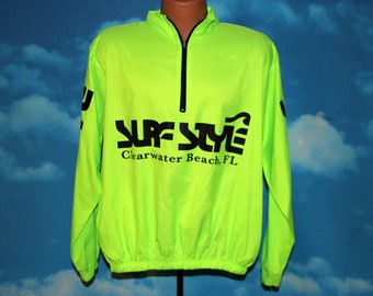 Surf Style Pullover Neon Yellow Jacket Vintage 1990s