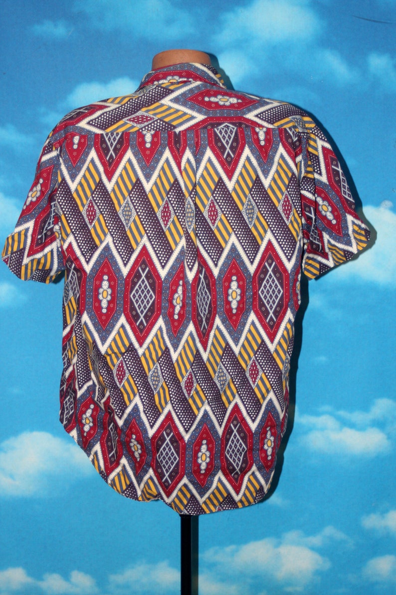 Tommy Hilfiger Geometric All Over Print Button Up Shirt Vintage 1990s