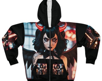 Wenn Vaggie ein 3D Dämon wäre Unisex Zip Hoodie (AOP)