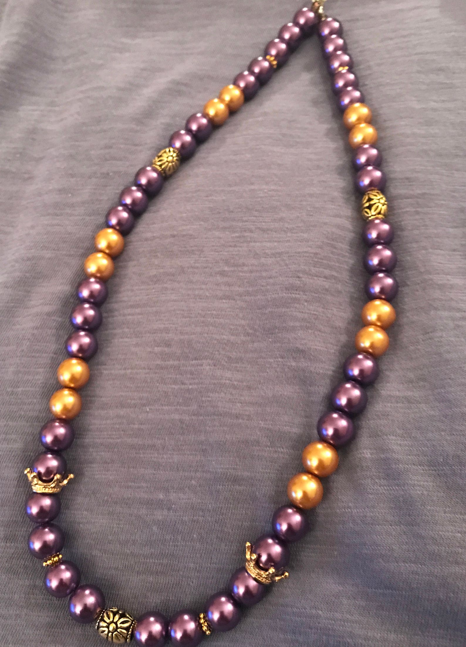 Purple and Gold Necklace Purple Necklace Purple Gift Gold Etsy
