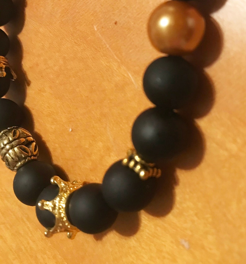 Black Mens Bracelet Gold Mens Bracelet Valentine Black Etsy