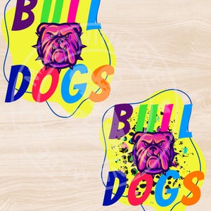 Retro Bulldog Mascot PNG: Colorful Pop Art, School Spirit (Digital Download