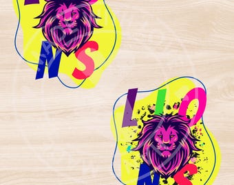 Colorful Lion Mascot PNG: Pop Art School Spirit Digital Download