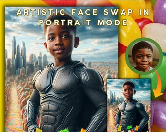 Retratos infantiles de superhéroes personalizados - Arte digital fotorrealista inspirado en películas - Idea de regalo familiar única y creativa, cumpleaños especial