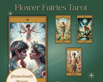 Tarot de Hadas, Arcanos Mayores, Descarga Digital, Tarjetas Regalo, para Principiantes, Hadas de las Flores, tarot imprimible, Arte Digital, regalo para ocasiones especiales