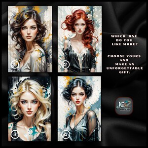 Four Personalized Artistic Portraits with Unique Face Swap Design, Elegant Custom Portrait with Artistic Face Swap Design, Beautiful Face Swap