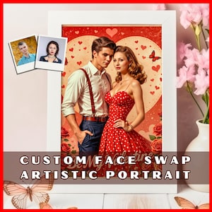 Be my Valentine Poster, Unique Valentine's Day Face Swap Art,  Custom AI Portraits, Valentine's Day card, Personalized Face Swap Portrait