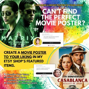 Custom Movie Posters with Face Swap for Weddings and Anniversaries. Face Swap Movie Poster for Memorable gift. Personalized Movie Poster.