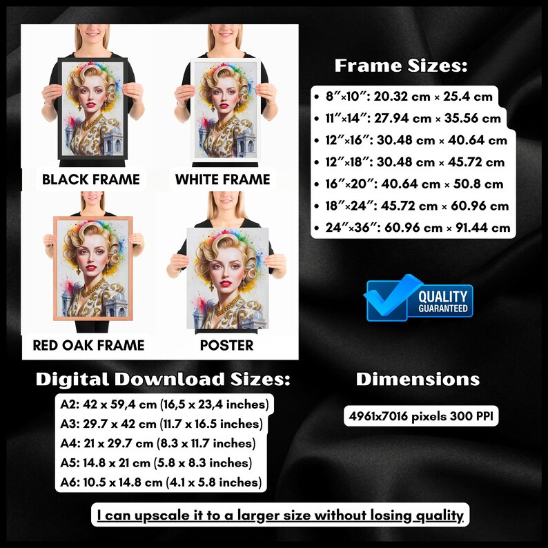 Dimensions and Sizes of a Personalized Artistic Portrait with Unique Face Swap Design, Elegant Custom Portrait with Artistic Face Swap Design, Beautiful Face Swap