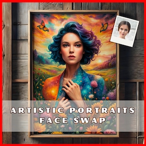 Personalized Woman Portrait, Magical Meadow Scene, Custom Face Swap Portrait, Hyper Realistic Art, High Detail Face Swap, Custom Woman Art