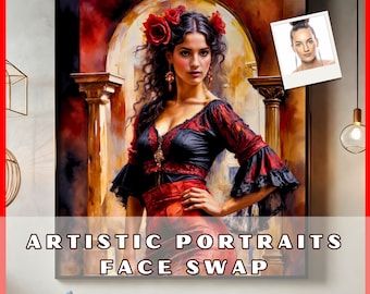 Spanish Dancer Illustration | Personalized Photo Commission | Folclore Wall Art Print