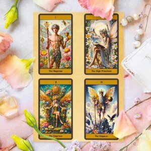 Tarot de Hadas, Arcanos Mayores, Descarga Digital, Tarjetas Regalo, para Principiantes, Hadas de las Flores, tarot imprimible, Arte Digital, regalo para ocasiones especiales imagen 2