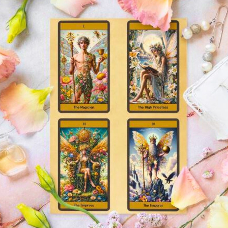 Tarot de Hadas, Arcanos Mayores, Descarga Digital, Tarjetas Regalo, para Principiantes, Hadas de las Flores, tarot imprimible, Arte Digital, regalo para ocasiones especiales imagen 2