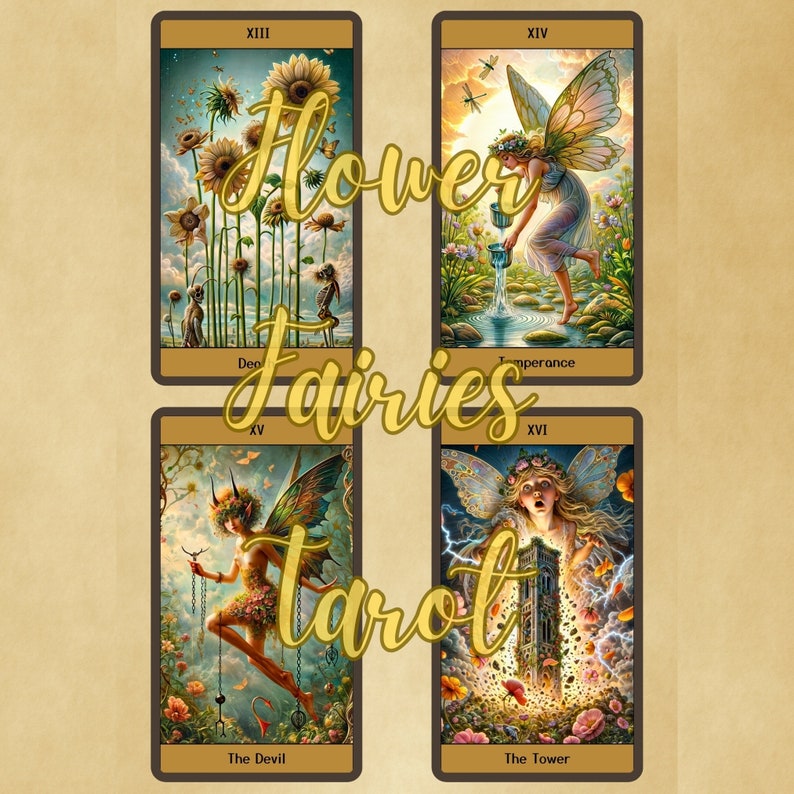 Tarot de Hadas, Arcanos Mayores, Descarga Digital, Tarjetas Regalo, para Principiantes, Hadas de las Flores, tarot imprimible, Arte Digital, regalo para ocasiones especiales imagen 3