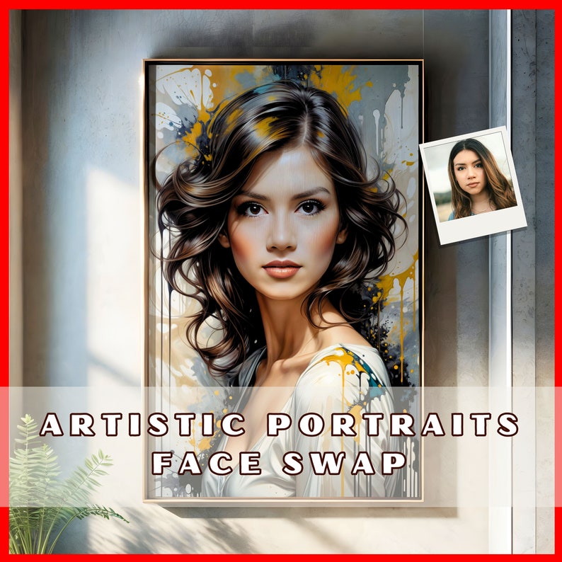 Personalized Artistic Portrait with Unique Face Swap Design, Elegant Custom Portrait with Artistic Face Swap Design, Beautiful Face Swap
