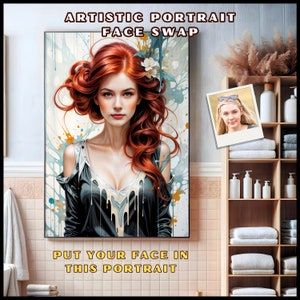 Personalized Artistic Portrait with Unique Face Swap Design, Elegant Custom Portrait with Artistic Face Swap Design, Beautiful Face Swap