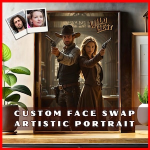Custom Western Couple Photo. Wild West Poster Gift for Couples. Custom Face Swap Portrait. Wild West Gunslinger Couple. Unique Wild West Art