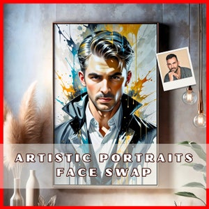 Personalized Man Portrait, Custom Face Swap Art, Artistic Man Portrait, Custom Face Swap Art, Elegant Custom Face Swap, Man Art Portrait