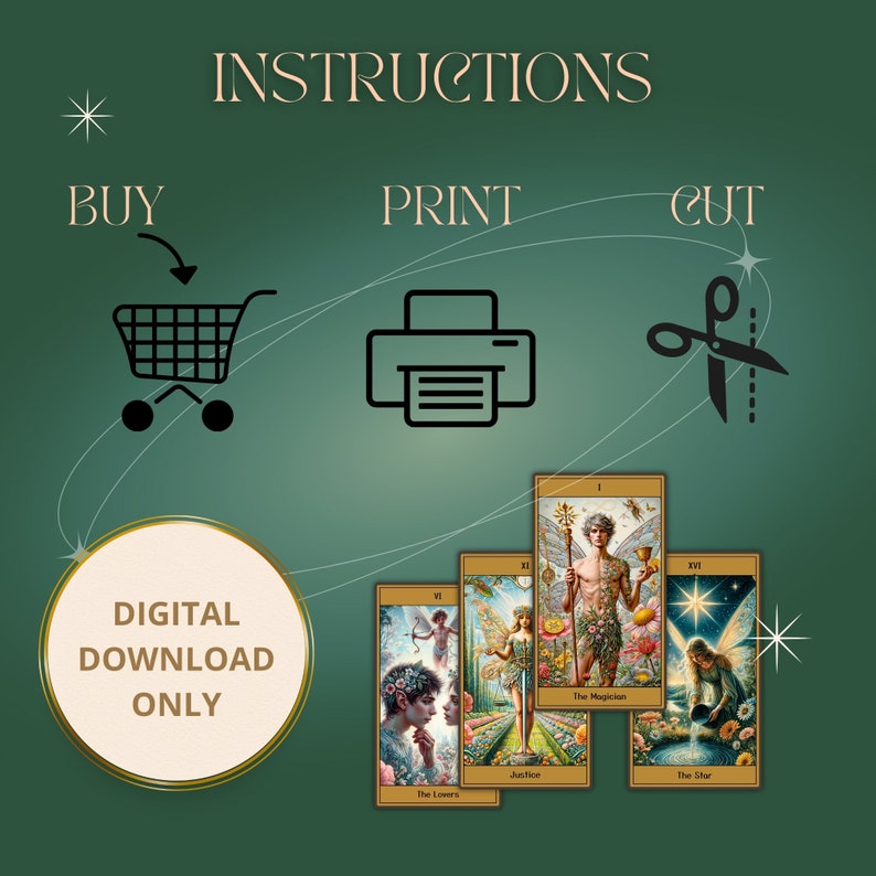 Tarot de Hadas, Arcanos Mayores, Descarga Digital, Tarjetas Regalo, para Principiantes, Hadas de las Flores, tarot imprimible, Arte Digital, regalo para ocasiones especiales imagen 8